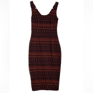 Sans Souci Orange and Navy Blue Form fitting dress Small